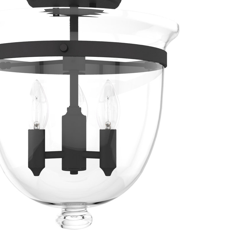 Belltown 3 - Light 13'' Unique/Statement Urn Semi Flush Mount, Black