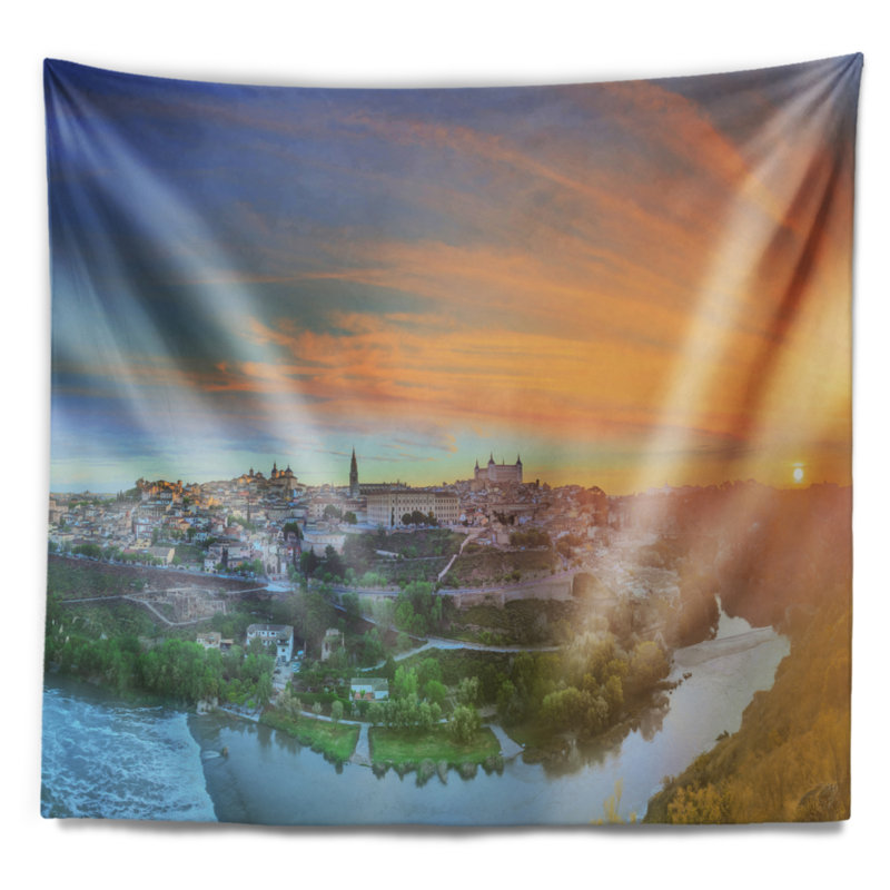 Paysage, paysage au-dessus du Tage, Espagne, H 78 po x l 92 po