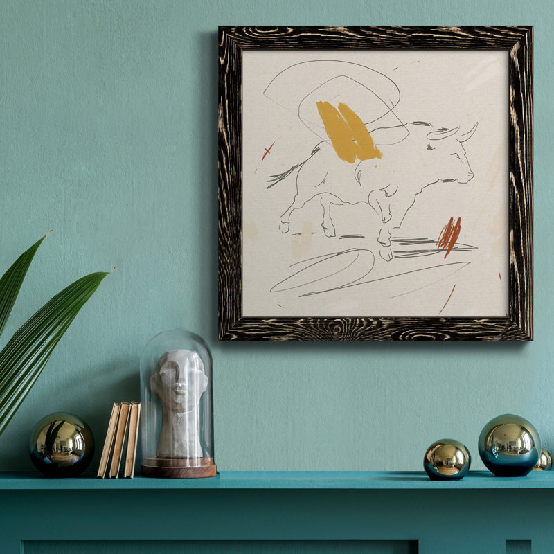 Toile encadrée Big Bull I-Premium - prête à être accrochée, Papier encadré noir vieilli, H 35,5 po x l 35,5 po x P 1,5 po