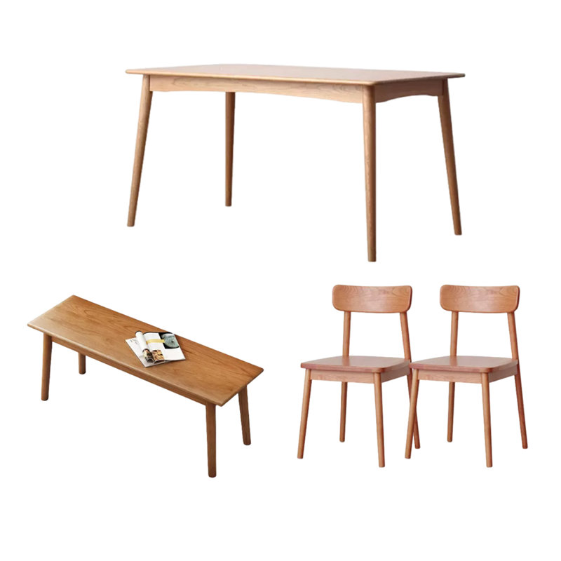 Table rectangulaire en bois massif domestique simple, 4, 29.52" H x 55.11" W x 31.49" D