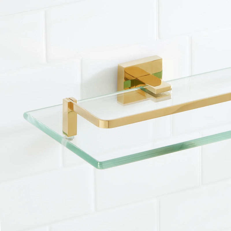 Tablette décorative en verre trempé 20 po Albury, Laiton poli