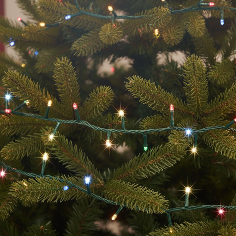 Lumières de Noël à DEL en grappe - multicolore - fil vert 19 pi - 200 carats