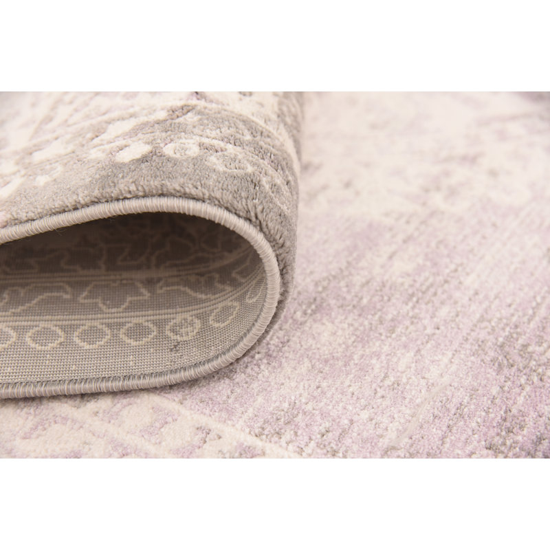 Malynn Oriental Area Rug, Rectangle 5'1" x 8', Purple/Beige