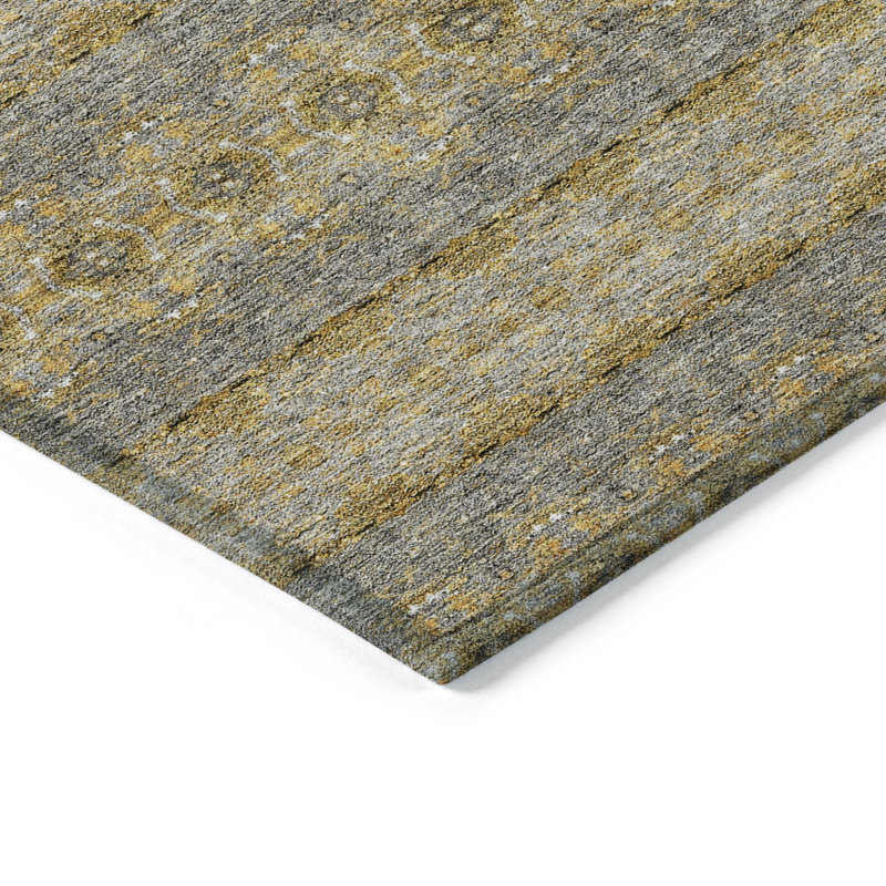 Tapis intérieur gris lavable à motif de médaillon 3 pi x 5 pi