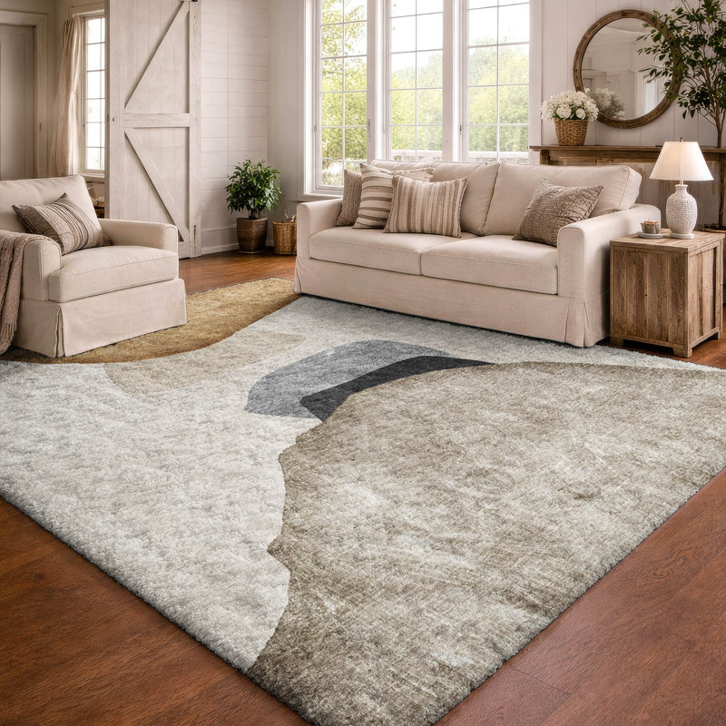 Premium Machine Washable Dream Shag ADS547 Abstract Rug, 9' x 12', Brown