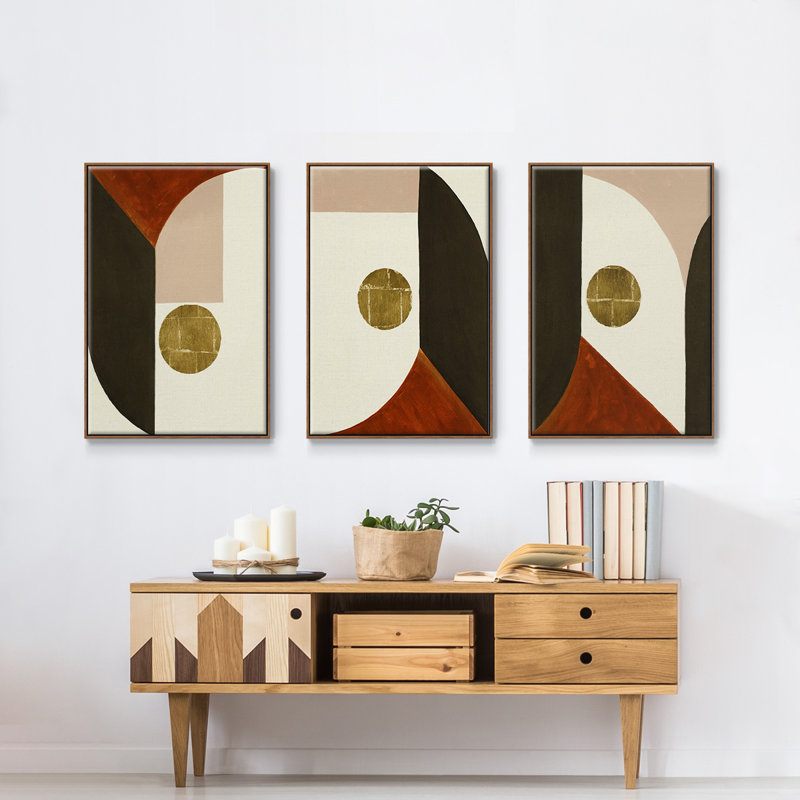 High Notes I, reproduction encadrée sur toile 3 pièces, H 27 po x l 54 po x P 2 po, Noyer