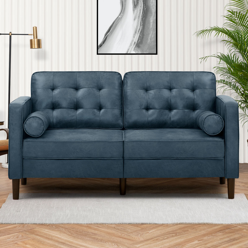 Canapé à accoudoirs carrés 66 po Elverna, Bleu