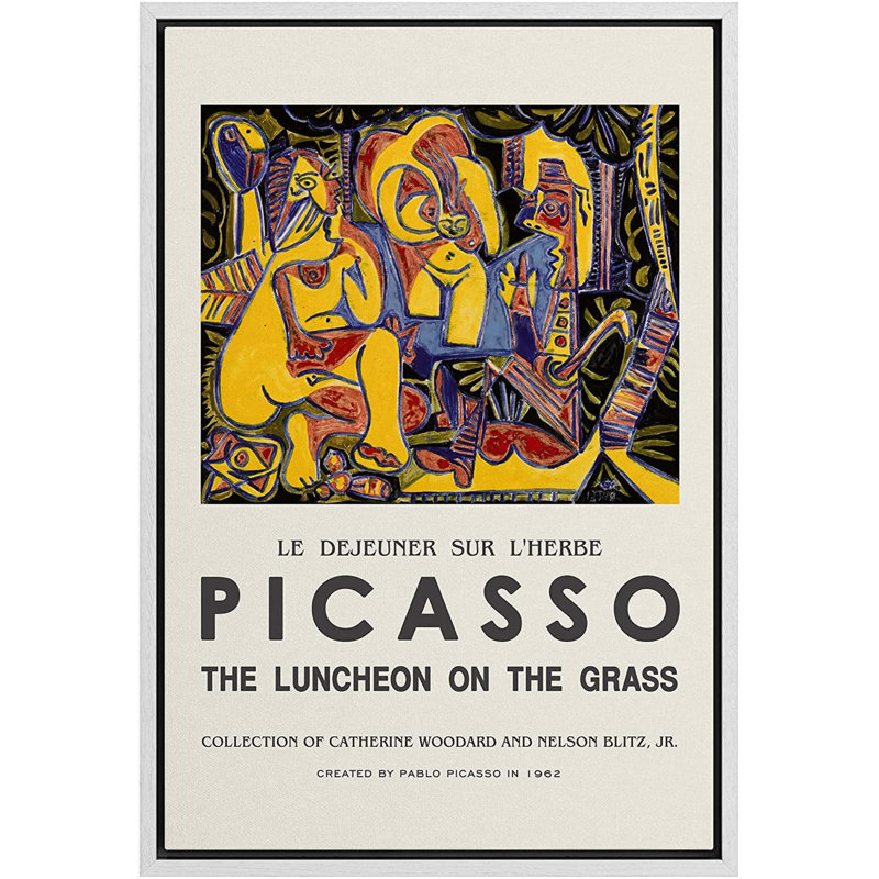 Art classique, impression sur toile, désert, art mural, déjeuner sur l'herbe par Pablo Picasso, H 24 po x l 16 po, Blanc