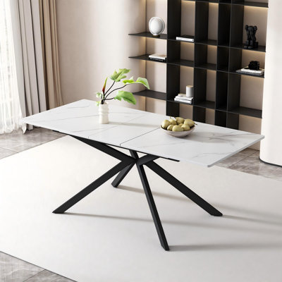 Extendable Dining Table Black With Desktop