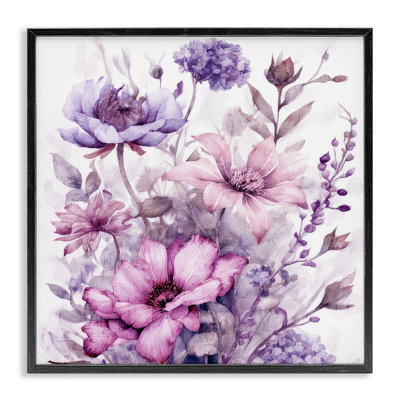 Purple & Blush Florals Framed Giclee, design by Kim Allen