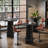 Round Bar Table, 37.4'' Tall Wooden Bistro Pub Table With Pedestal Base And Metal Ring Footrest-425649587