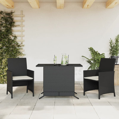 Ensemble bistro 3 pièces avec rotin en polyester Vidaxl