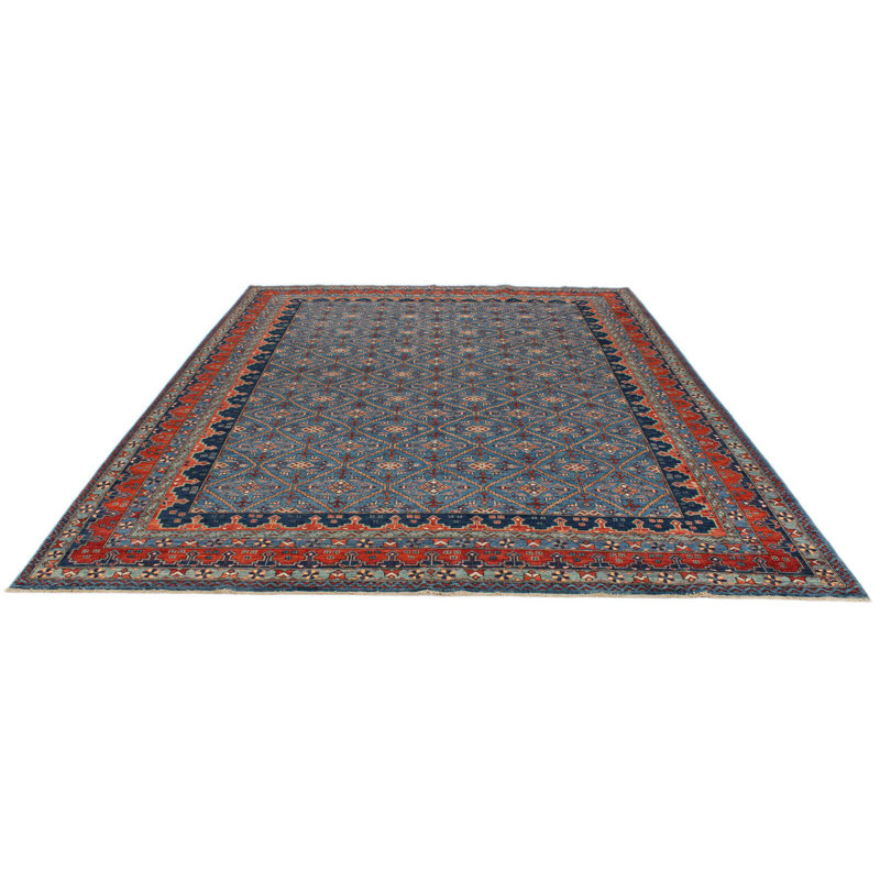 9x12 Navy and Red Traditional Rug