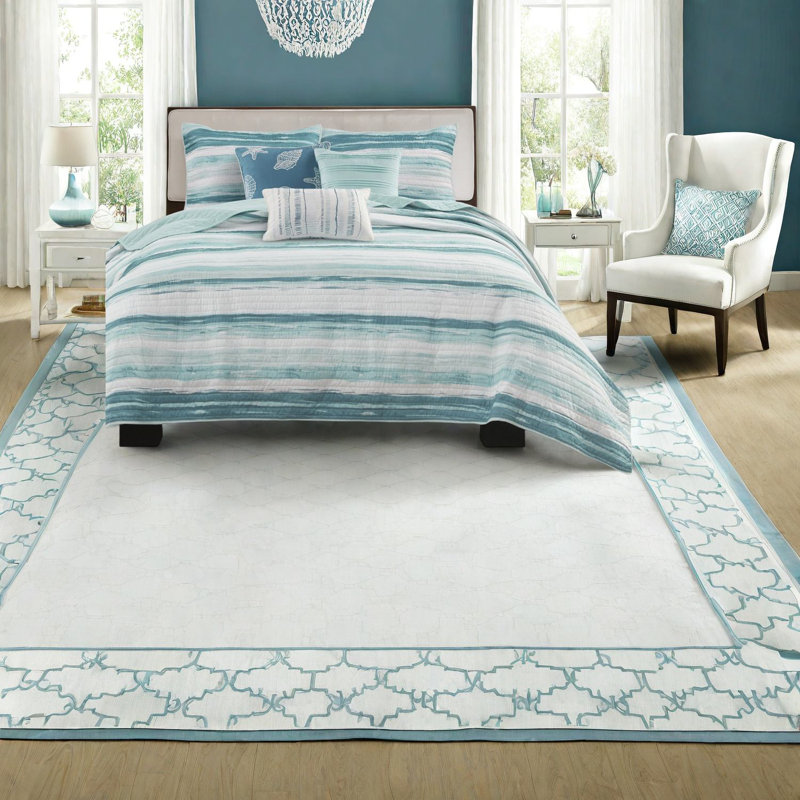 Ensembles de literie Coastal Comfort, coton rayé de style turquoise pour la maison