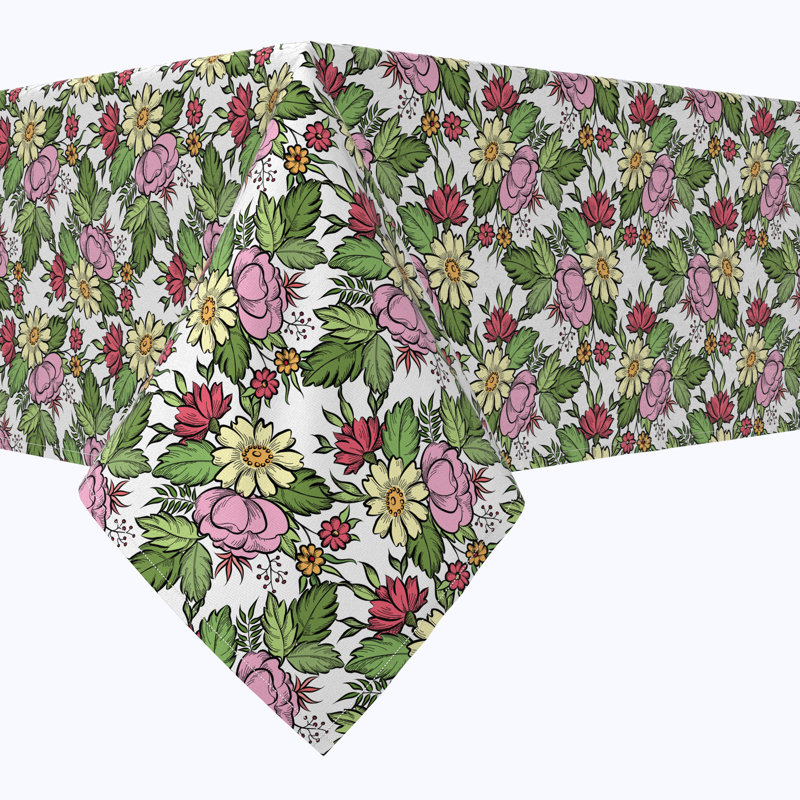 Rectangular Tablecloth, 100% Cotton, Floral 208, 104" x 60"