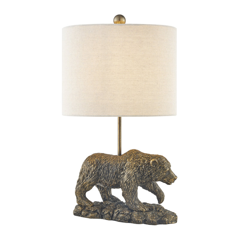 21" Bronze Resin Bear Table Lamp  With  Shade