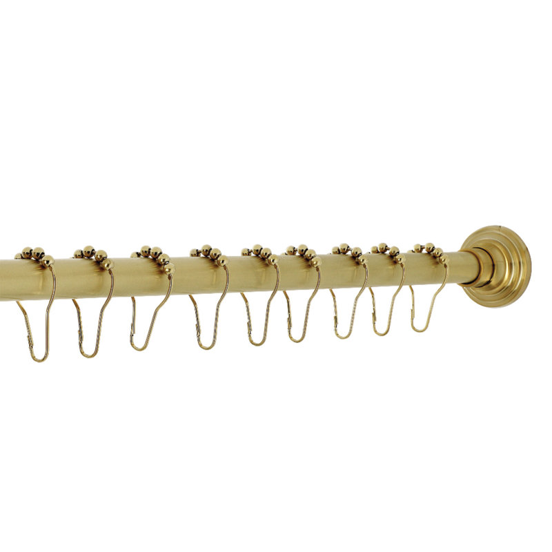 Polished Chrome Adjustable Tension Shower Curtain Rod with Rings