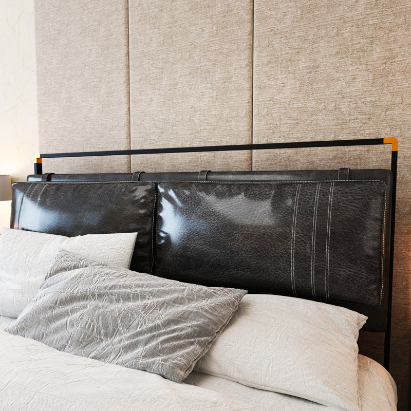 Upholstered Metal Canopy Bed, Queen, Black