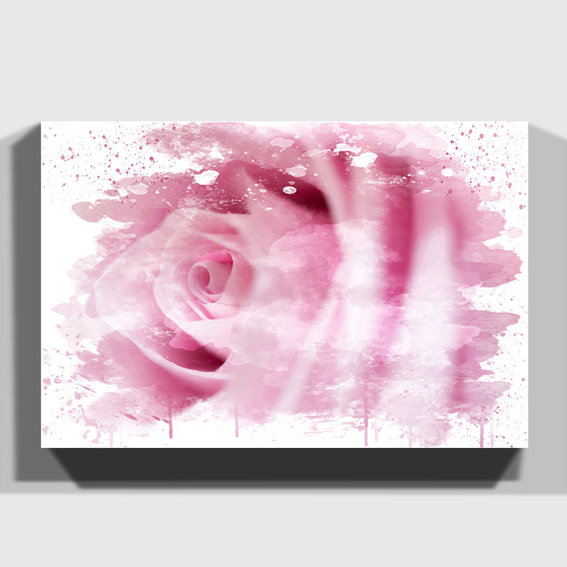 Flower Pink Rose - Wall Art, 35cm H x 50cm W, Wrapped Canvas