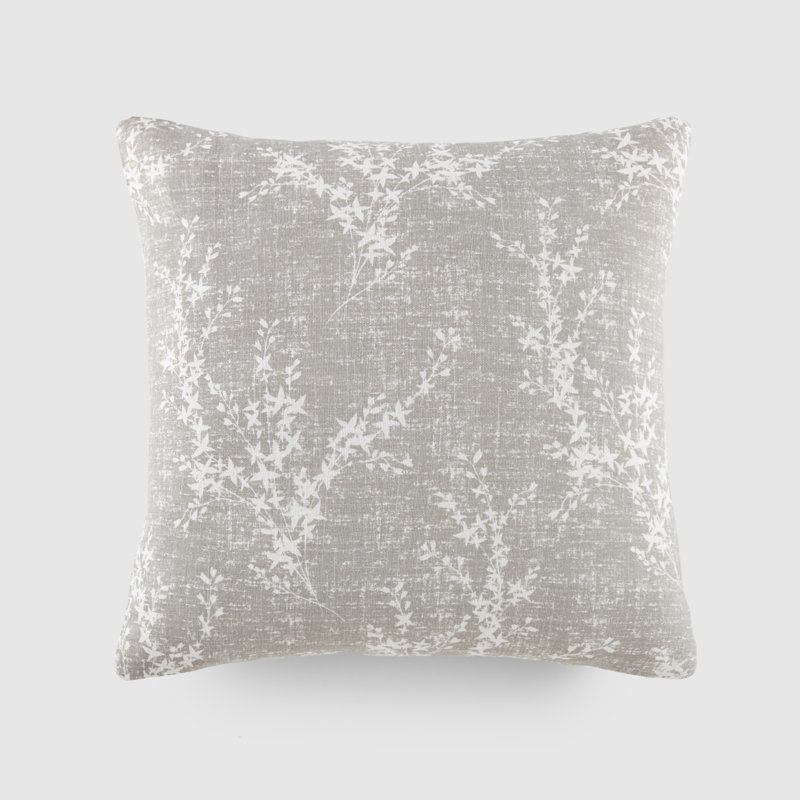 Elegant Patterns Cotton Decor Throw Pillow in Willow, Gray