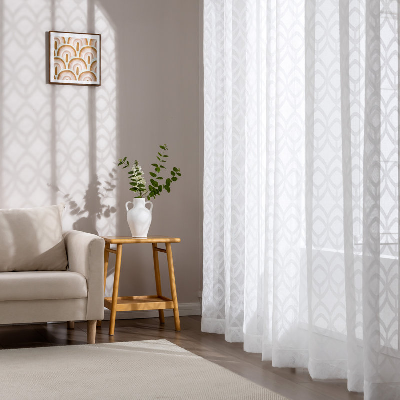 Sleep Zone Non-See-Through Sheer Curtains(Set of 2), White, 52" W x 63" L