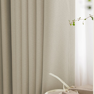 Room Divider Ceiling Mounted Curtains Track Sets Extra Wide Blackout Curtain Flexible Tracks for Bedroom Privacy Partition Separator 1 Panel Beige