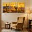 Cactus, paysage désertique avec cactus et montagnes, ensemble de 3 impressions sur toile-572122627