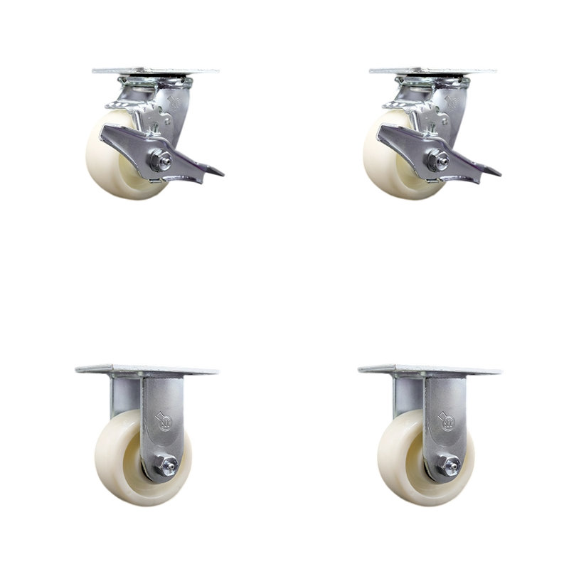 Ensemble de roulettes 4 pièces en acier inoxydable et nylon