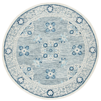 Akins Oriental Handmade Tufted Wool Gray/Ivory Area Rug