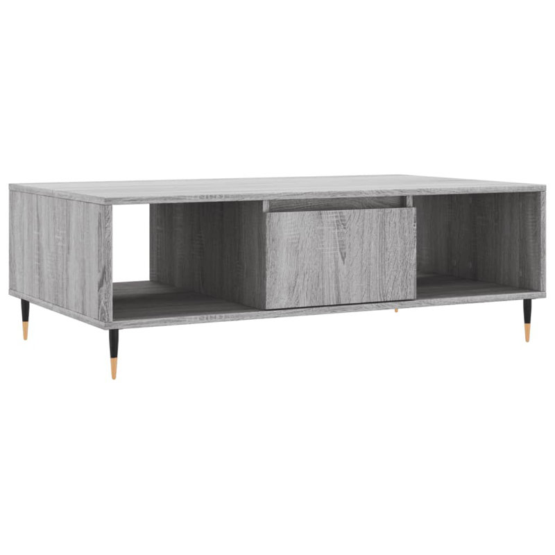 Bachar Four Leg Coffee Table with Storage, Grey Sonoma