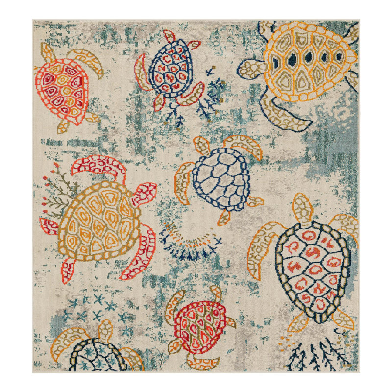 Tapis beige à motif animalier Vargas, Carré 4 pi 1 po