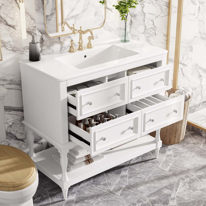 Meuble-lavabo moderne avec de nombreuses fonctionnalités, Blanc