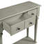 Console grise délavée pour le salon, 4 tiroirs, tablette ouverte, charme rétro, entrée rétro à structure stable avec tiroirs et lavabo, différents espaces