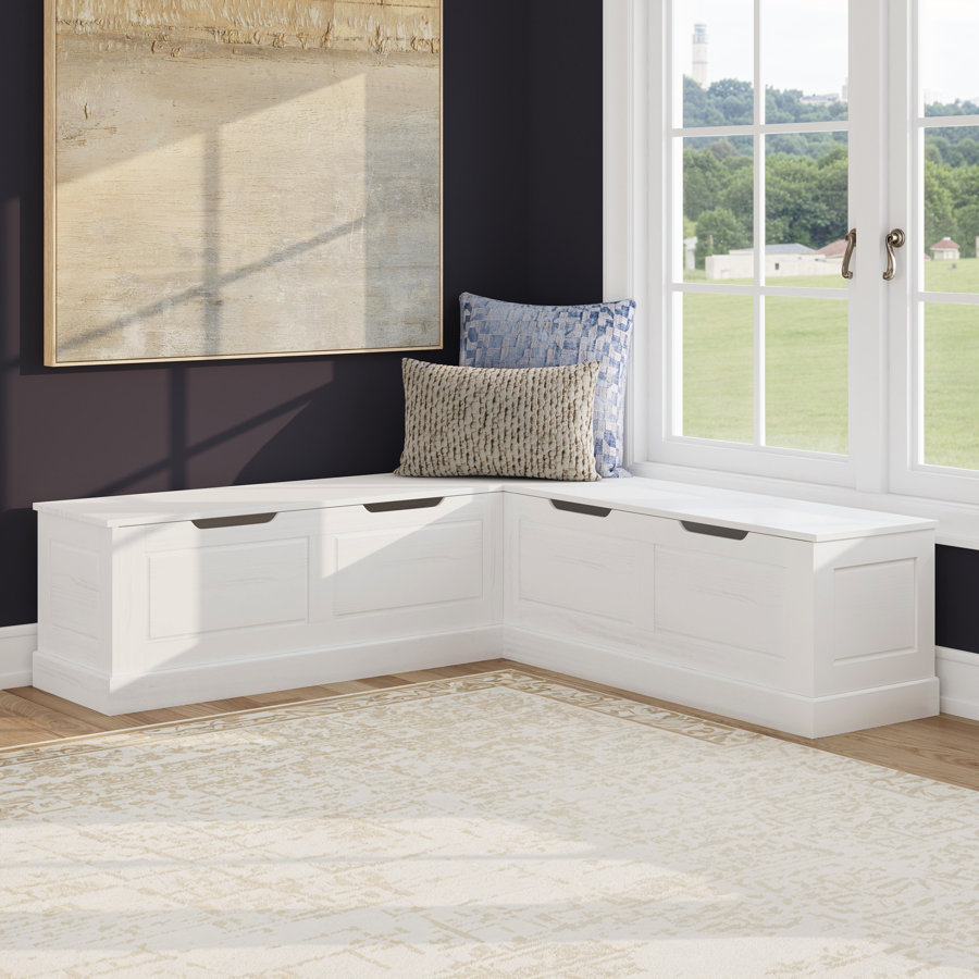 Eslick Solid Wood Corner Breakfast Nook Bench with Storage