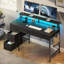 Bureau d'ordinateur Linze avec tablette pour moniteur, lumières DEL RVB, ports USB et tiroirs-1596587755-1596587752