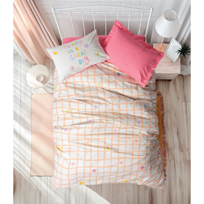 100% Cotton Ranforce Young Quilt Cover Set, Pink | Includes 63 x 87 Duvet Cover, 20 x 28 Pillowcase & 71 x 95 Flat Sheet | Machine Washable, Pigment Printing, Button Closure | Soft, Cozy & Stylish Bedding for Kids