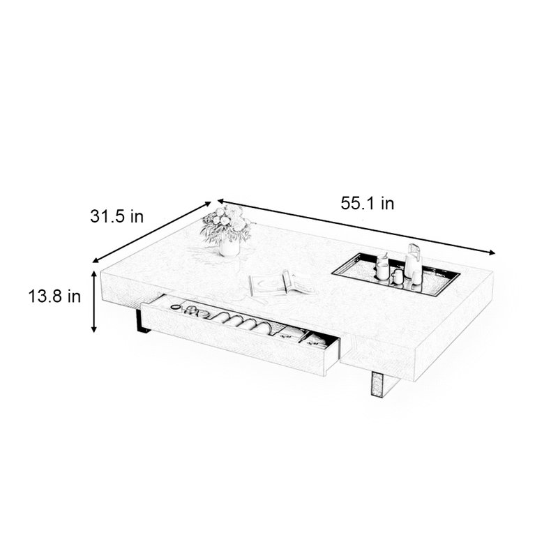Table basse flottante simple, H 13,8 po x L 55,1 po x l 31,5 po