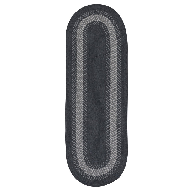 Tapis gris anthracite / gris en laine tissé à la main Athenia, Ovale 2 pi x 11 pi