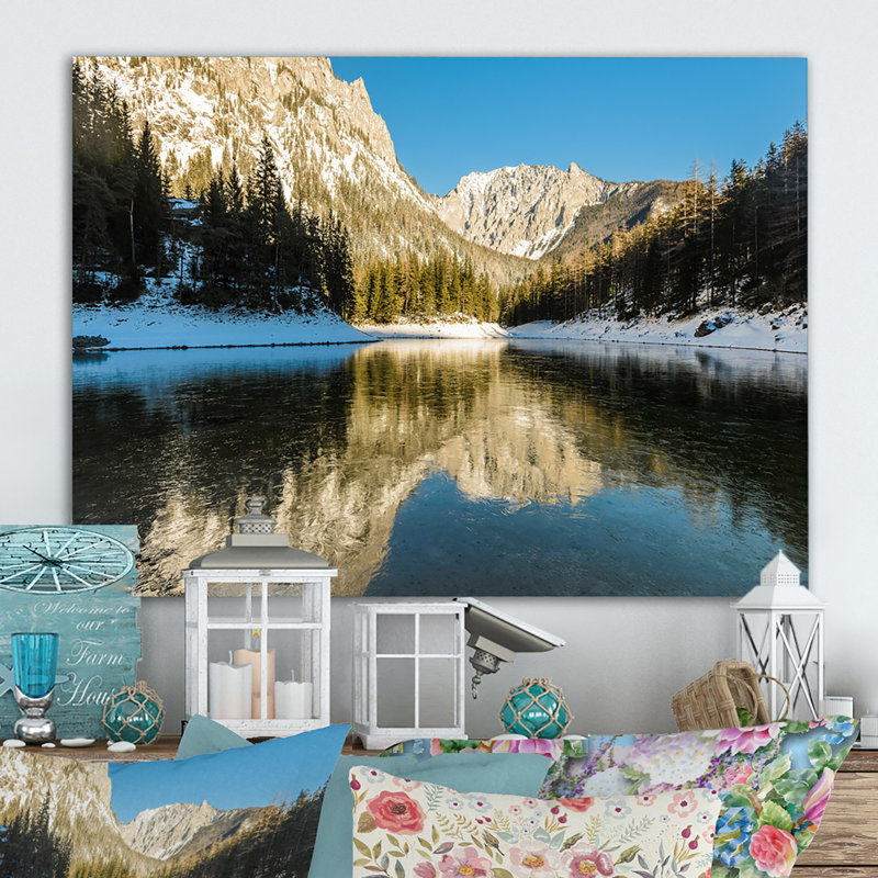 «Mountain Reflection Over Green Lake», reproduction sur toile tendue, H 16 po x l 32 po x P 1 po