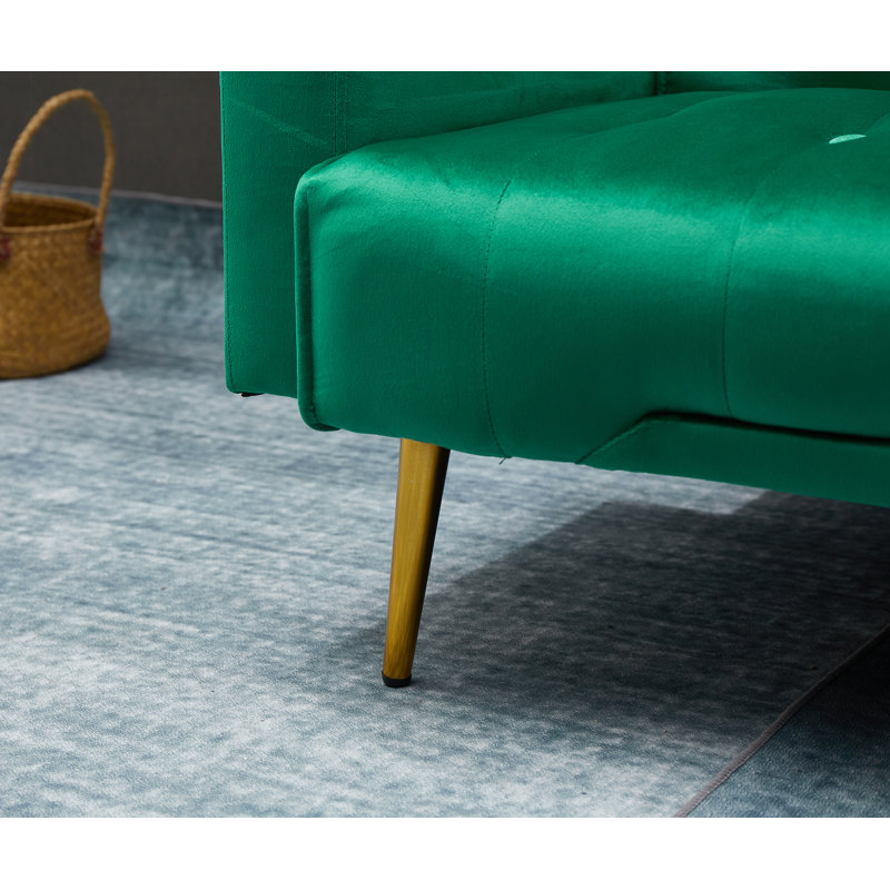 Stefaney Twin 75'' Velvet Convertible Sofa, Green Velvet