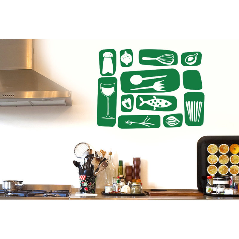 Kitchen Symbols Wall Sticker, Medium, Green