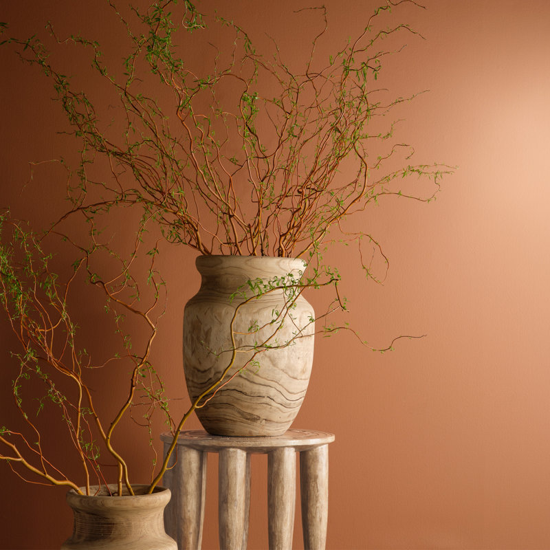 Natural Mango Wood Hand-Carved Side Table with Etched Top