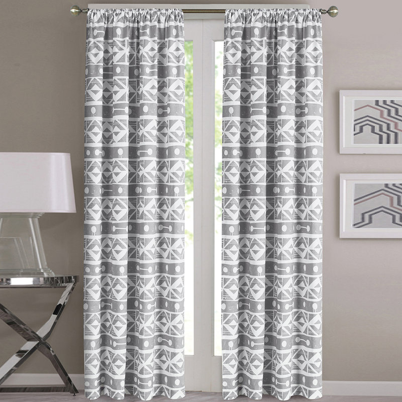 Panneau de rideau simple obscurcissant ikat