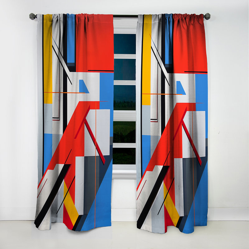 Varick - Abstract Curtain - Blackout Geometric Curtain - 1 Panels, L 52 po x L 63 po