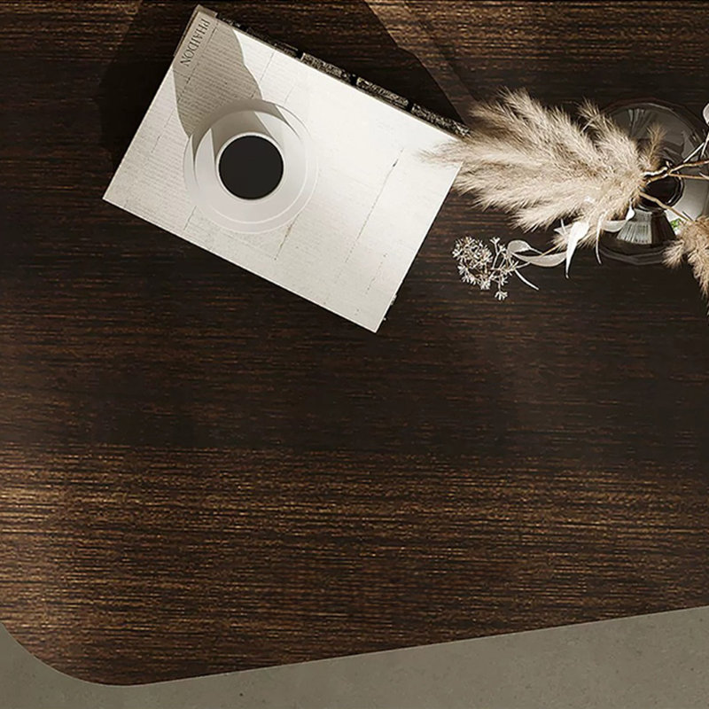 Ensemble de tables basses brunes et blanches en placage de bois véritable et contreplaqué, 32.28+19.69, Brun, blanc