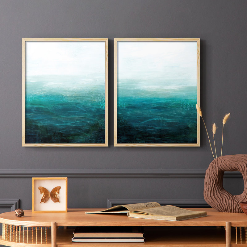 «Drifting Sea I», reproduction encadrée de qualité supérieure - prête à être accrochée - aucun clou requis - aucun clou requis
