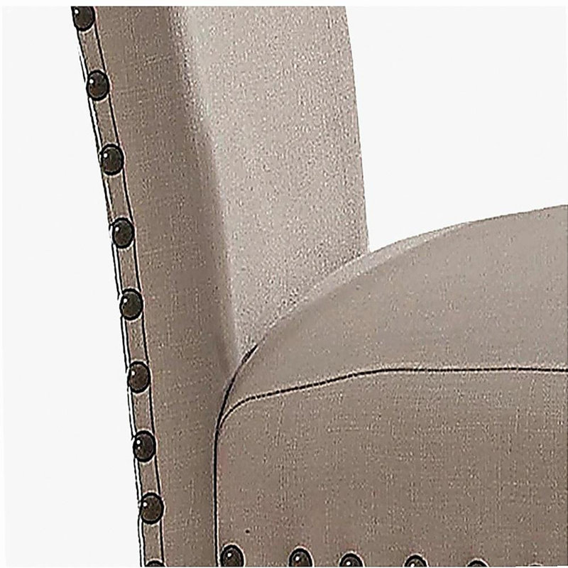 Fauteuil beige et recyclé en placage de chêne foncé (ensemble de 2 pièces)