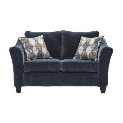 66" Flared Arm Upholstered Loveseat with Toss Pillows - Cashmere Peacock