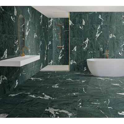Green Natural Marble, Natural Stone, Genuine Marble, Real Marble, For Wall And Floor, Polished Marble Tile, 1 Box 4 Pcs