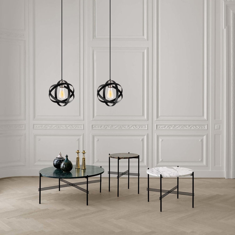 Luminaire suspendu géométrique 1 lumière Kason, Noir/chrome, 2 lumières